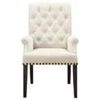 Alana Upholstered Arm Chair Beige and Smokey Black