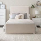 224751Q 4-PC Anastasia Boucle Upholstered Panel Bed Pearl White and Beige