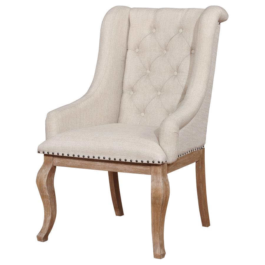 Brockway Cove Tufted Arm Chairs Cream and Barley Brown (Set of 2)