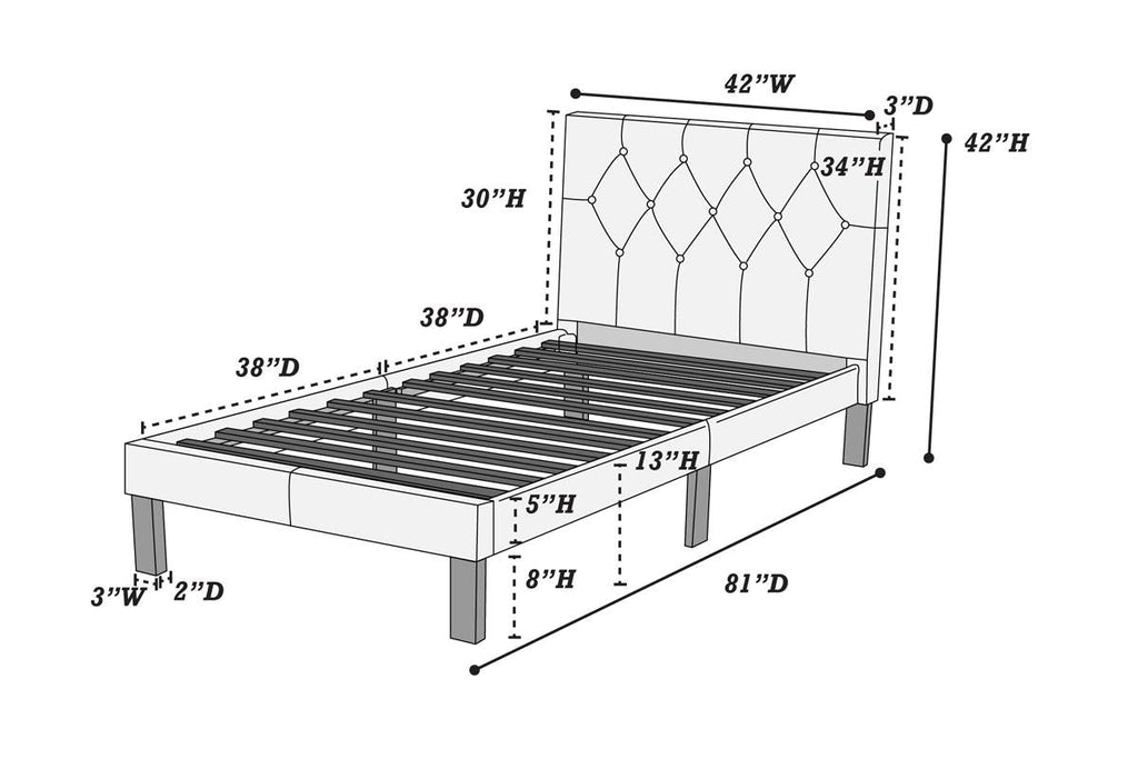 Anya Twin Platform Bed - Pink