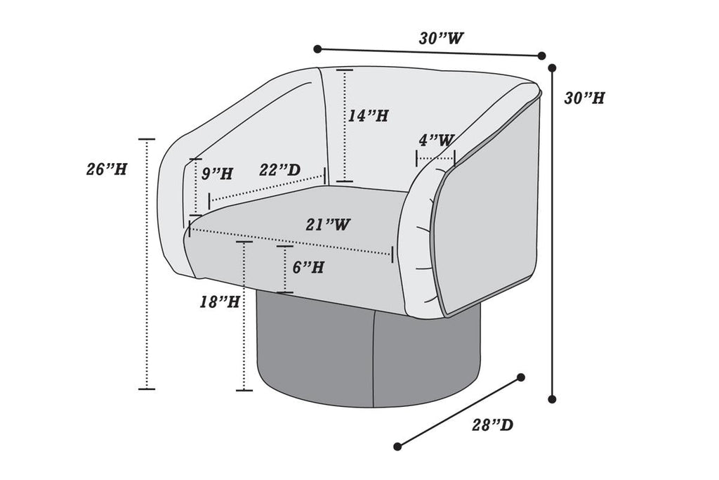 Adrian Swivel Chair - Grey