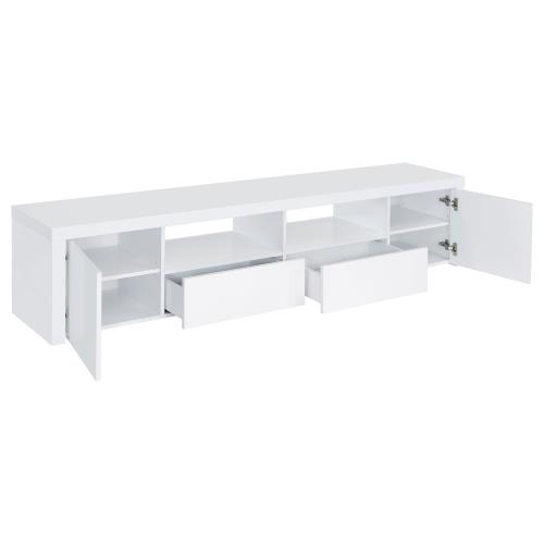 704262 Jude 2-Door 79″ TV Stand With Drawers -White High Gloss