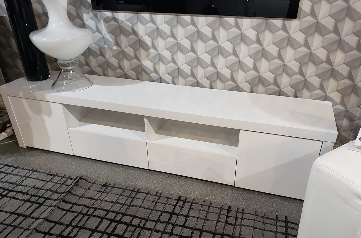 704262 Jude 2-Door 79″ TV Stand With Drawers -White High Gloss