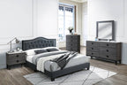 Benjamin Upholstered Platform Bed Frame - Charcoal