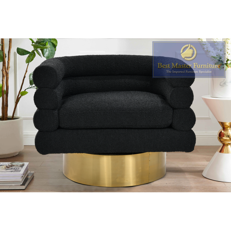 637 Swivel Boucle Chair- Black