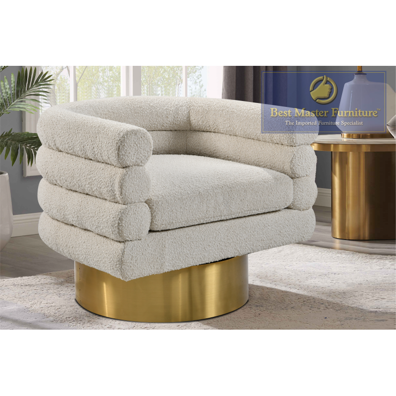 637 Swivel Boucle Chair - Cream