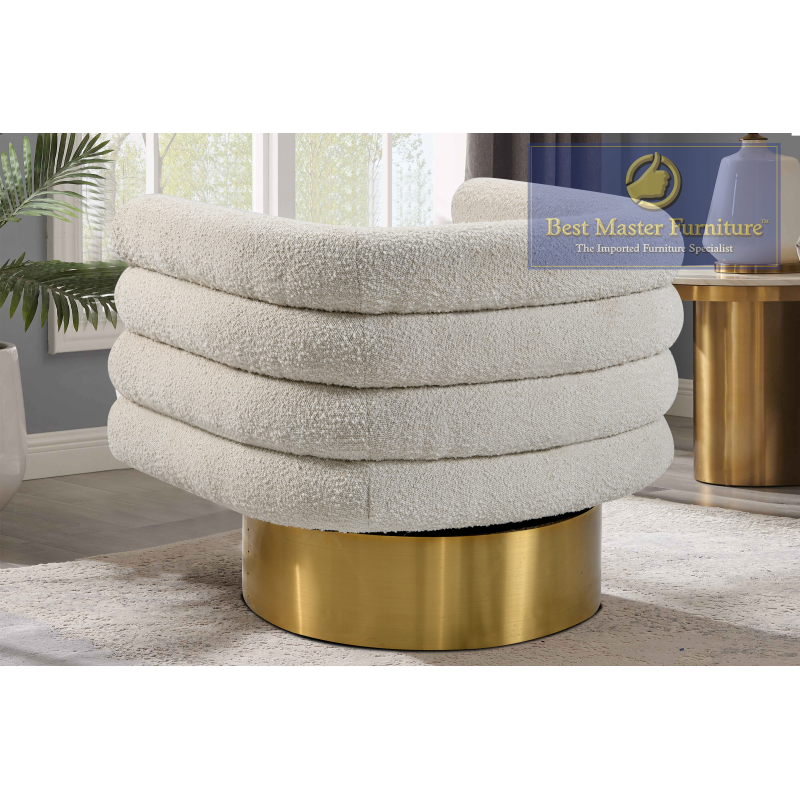 637 Swivel Boucle Chair - Cream