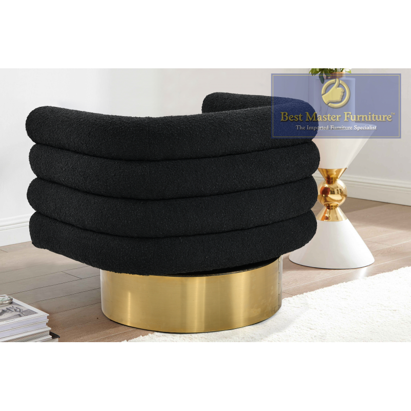 637 Swivel Boucle Chair- Black