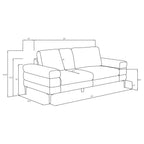 508801 Jessel Chenille Upholstered Track Arm Sofa Ivory