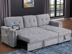 Ashlyn Reversible Sleeper Sectional Sofa with Storage Chaise, Charging Ports, Side Pockets