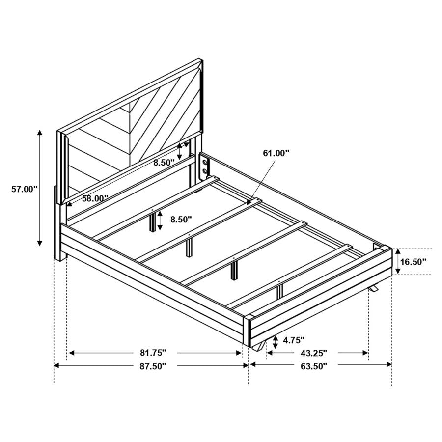 223421 Taylor Upholstered Queen Panel Bed Light Honey Brown and Grey