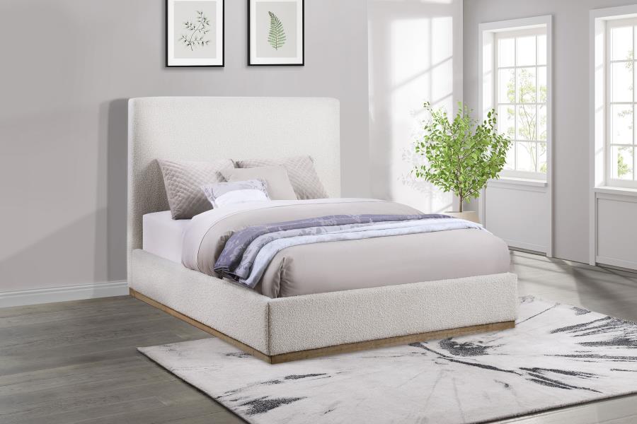 302053Q Knox Upholstered Queen Platform Bed Cream