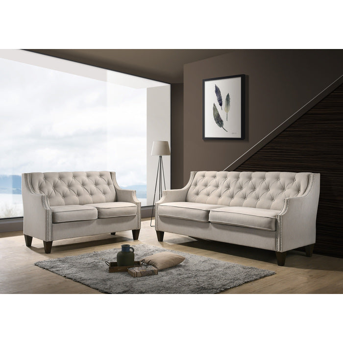 9103 2PC Tufted Linen Sofa and Loveseat