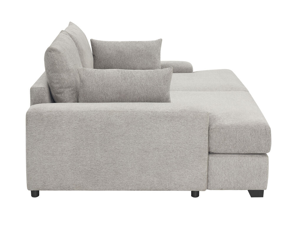 1158-Jaylee Light Gray Fabric 88 Wide Oversized Double Chaise Sleeper Sofa