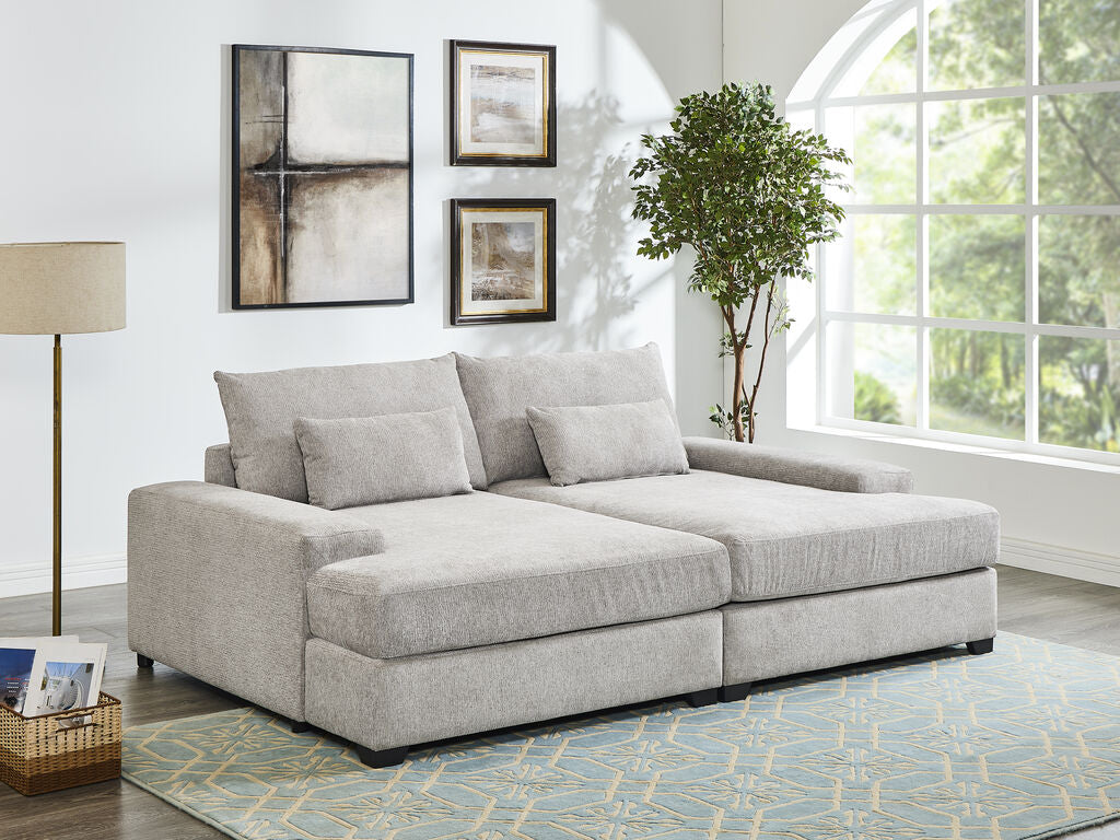 1158-Jaylee Light Gray Fabric 88 Wide Oversized Double Chaise Sleeper Sofa