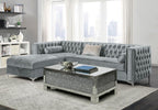Bellaire Button-tufted Upholstered Sectional Silver