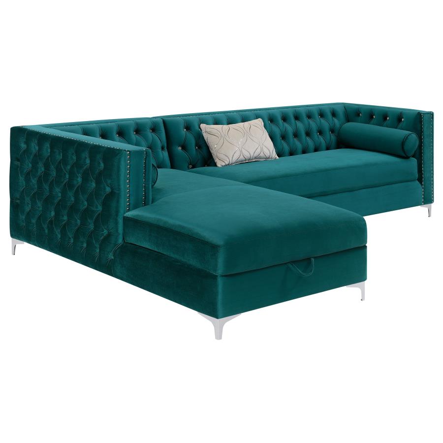 Bellaire Button-tufted Upholstered Sectional Teal