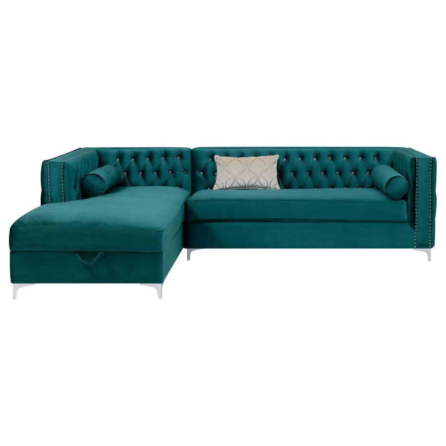 Bellaire Button-tufted Upholstered Sectional Teal