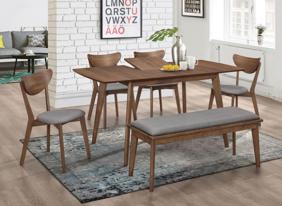 Alfredo 6-Pc Dining Room Set Natural Walnut and Grey