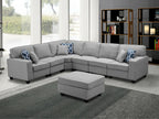 1352-Casanova 124W Linen 7Pc Modular L-Shape Sectional Sofa with Ottoman