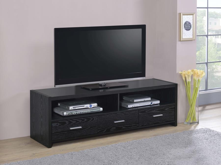 Alton 62 3-drawer TV Console Black Oak