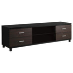 Caleb 4-drawer TV Console Glossy Black and Walnut