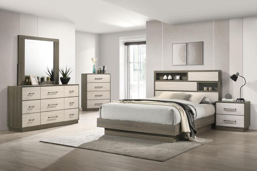 224981Q-S4 Fenwick 4-piece Queen Platform Bedroom Set Grey Oak