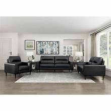 8566BLK-2PC 2 pc Lewes Mid Century Modern black Leather Sofa Set