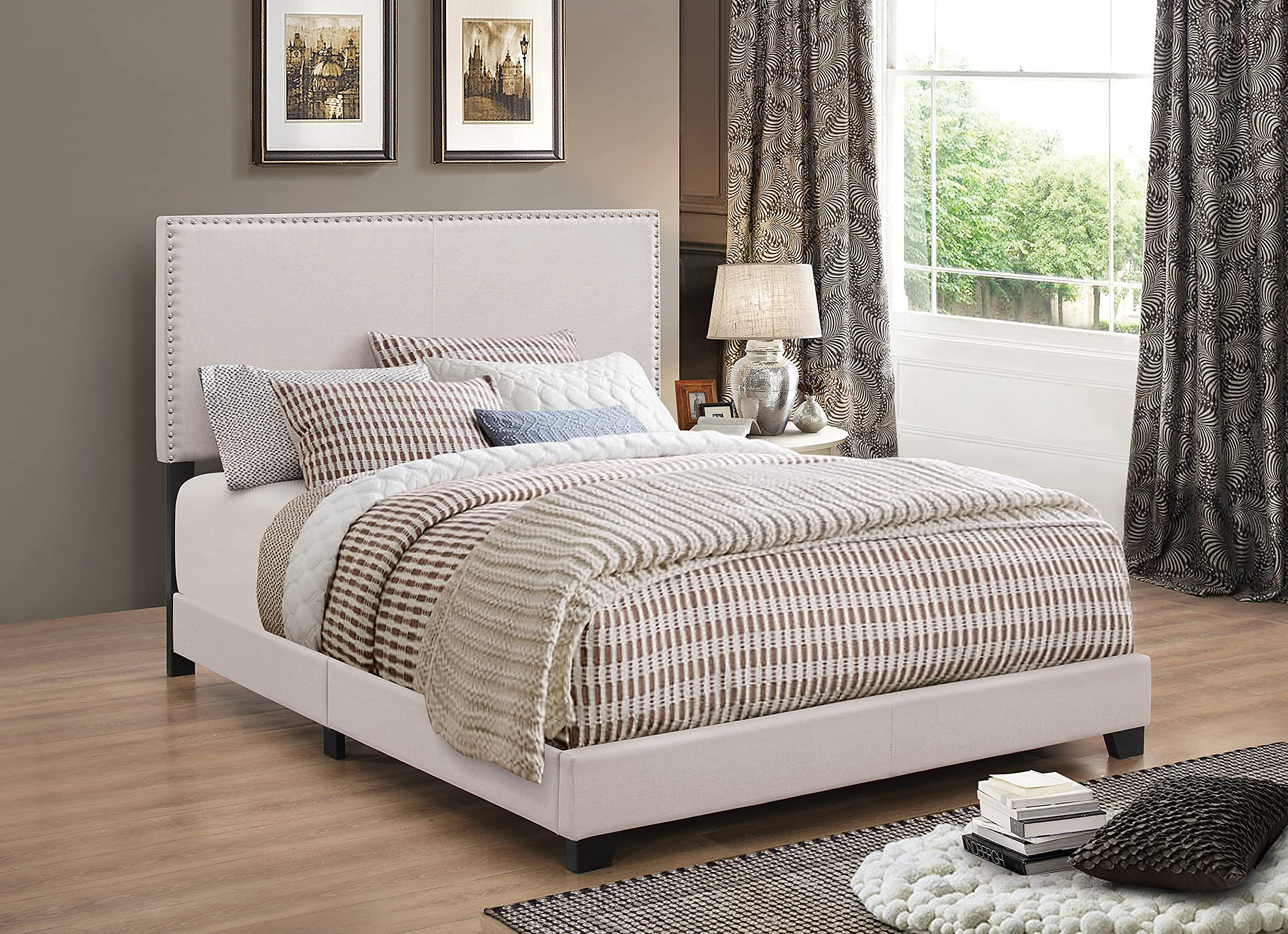 Boyd Nailhead Bedframe - Ivory