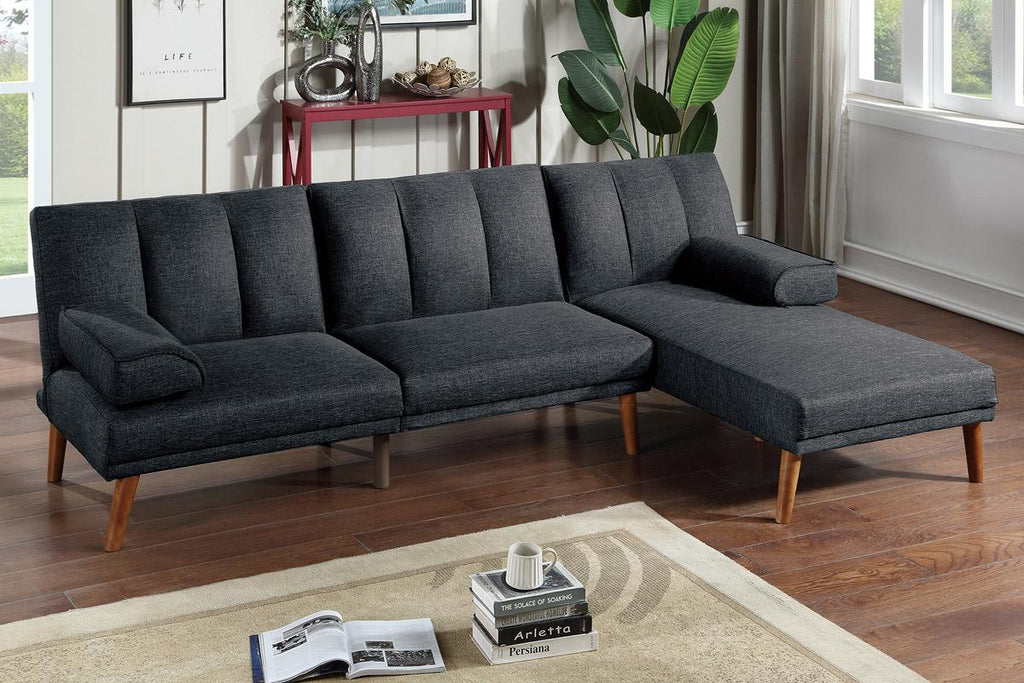 Brendan Fabric Sleeper Sectional - Charcoal