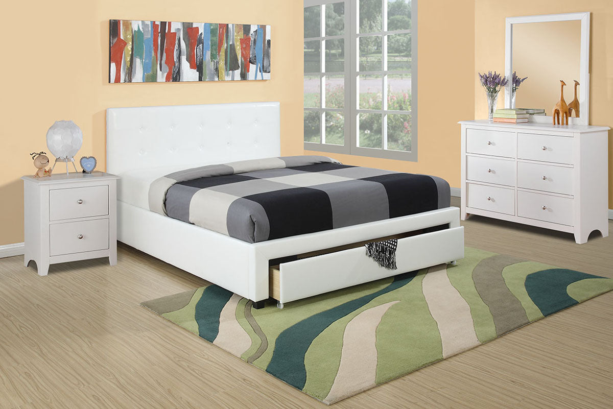 Beckett Upholstered Platform Storage Bed - White