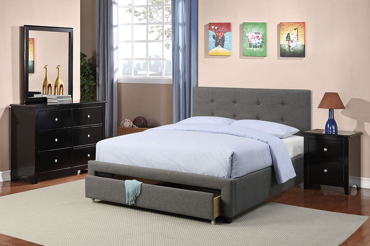 Beckett Upholstered Platform Storage Bed - Grey