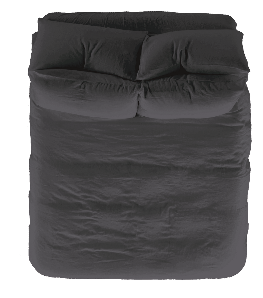 Vintage Linen Pillowcase Pair - Coal