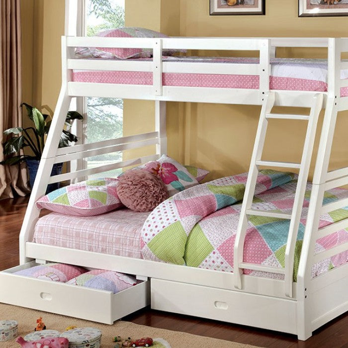 California Twin/Full Bunk Bed - White