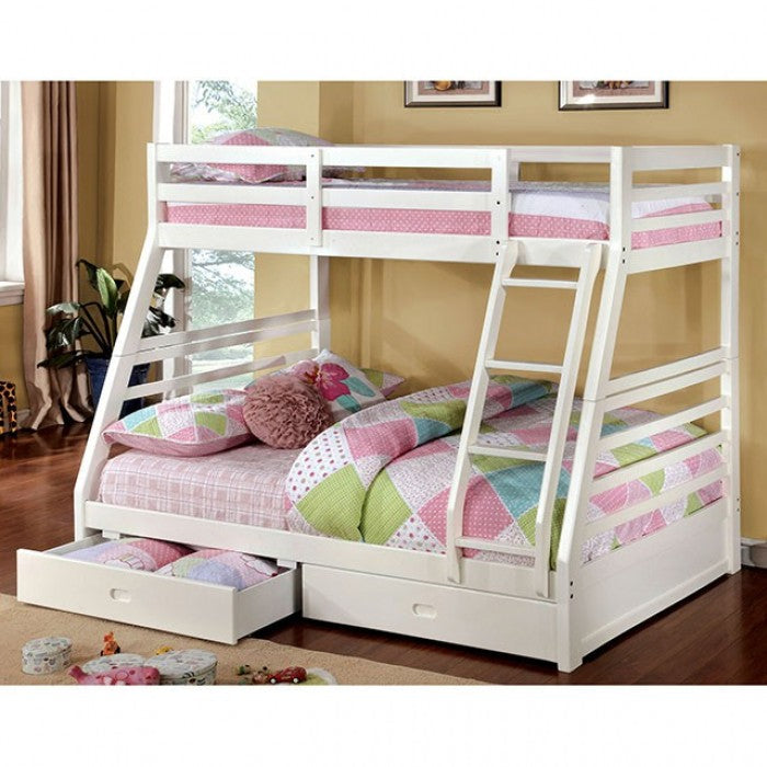 California Twin/Full Bunk Bed - White