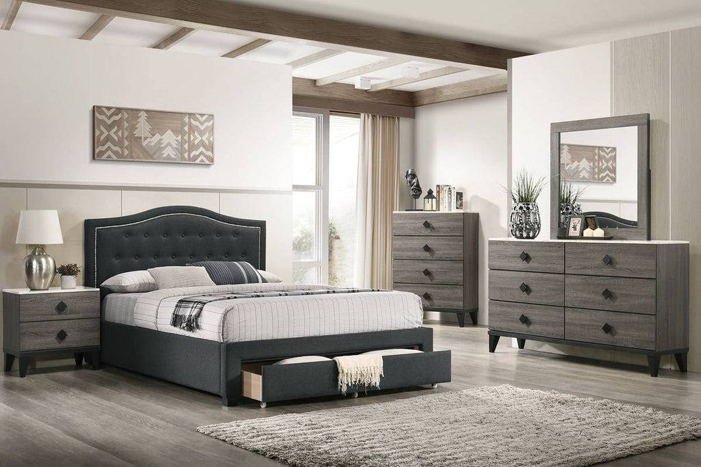Benjamin Upholstered Platform Storage Bed - Charcoal