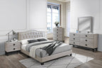 Benjamin Upholstered Platform Bed Frame - Beige